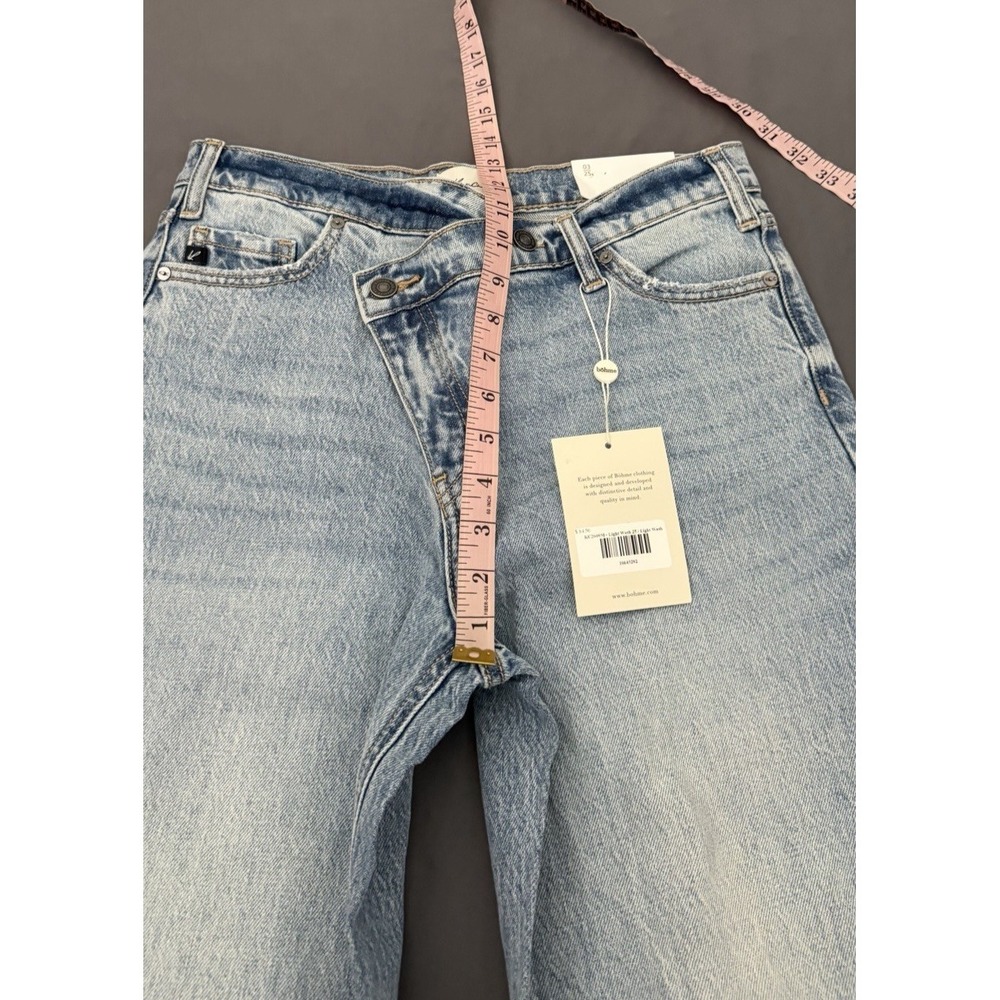 KanCan Jeans Womens 3/25 Light Wash Crossover Wide Leg Distressed High Rise NEW! - Picture 6 of 14